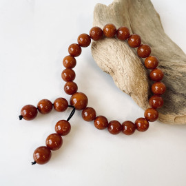 Old Brown Baltic Amber Bracelet, Mala Bracelet Round Amber Beads