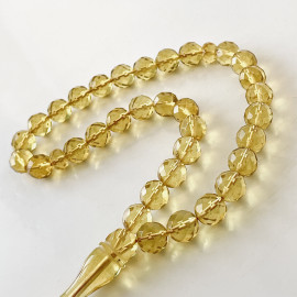 Faceted Handmade Baltic Amber Tespih Yellow Misbaha 33 Beads