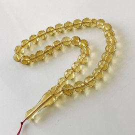 Faceted Handmade Baltic Amber Tespih Yellow Misbaha 33 Beads