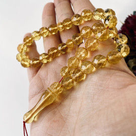 Faceted Handmade Baltic Amber Tespih Yellow Misbaha 33 Beads