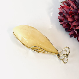 Premium Quality Genuine Baltic Amber Donut Pendant in Yellow Tiger