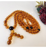 Cognac Amber Mala Meditative Rosary, Buddhist necklace