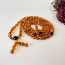 Cognac Amber Mala Meditative Rosary, Buddhist necklace