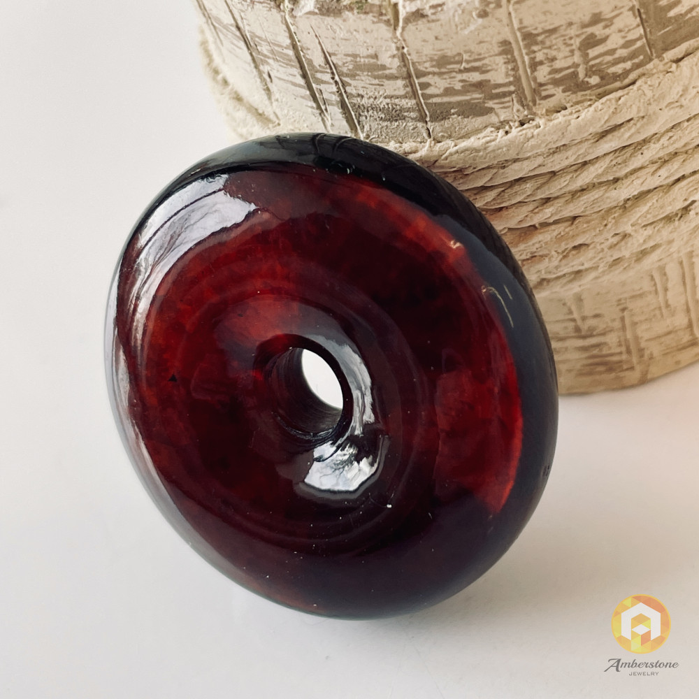 NEW  Cherry Baltic Amber Pendant, Cherry Donut Amber Bead