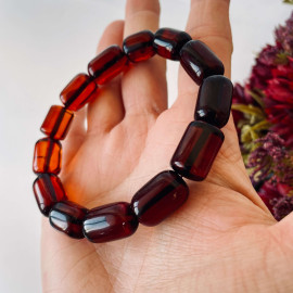 سوار الكرز مصنوع من الكهرمان، خرز كهرماني دائري...