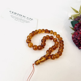 NEW Gold Cognac Natural Baltic Amber Islamic Prayer beads