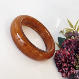 Stiff Bangle Amber Bracelet in Brown Color, Baltic Amber Bracelet