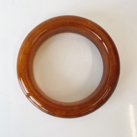 Stiff Bangle Amber Bracelet in Brown Color, Baltic Amber Bracelet