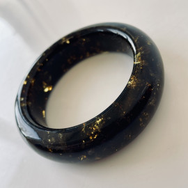 Green Black Amber Bangle Poland, Natural Amber Stiff Bangle Bracelet, Small Bangle