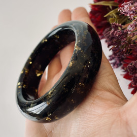 Green Black Amber Bangle Poland, Natural Amber Stiff Bangle Bracelet, Small Bangle