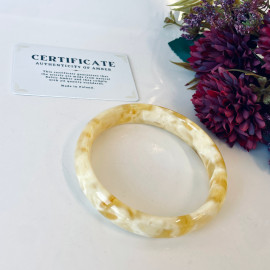 White and Yellow Bangle Bracelet made from Natural Baltic Amber