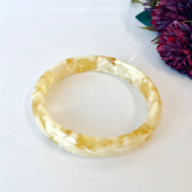 White and Yellow Bangle Bracelet made from Natural Baltic Amber
