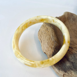 White and Yellow Bangle Bracelet made from Natural Baltic Amber