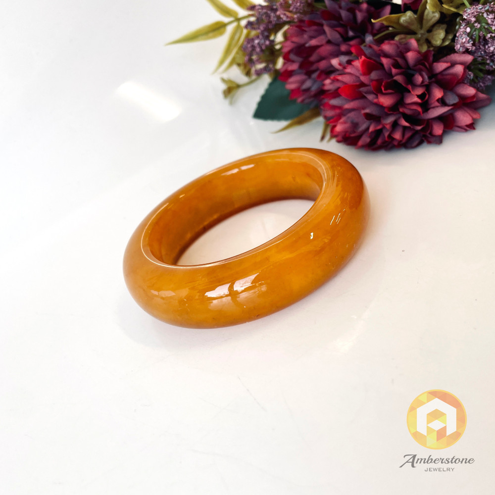 Brown Natural Amber Bracelet, Amber Bangle Bracelet made in Poland