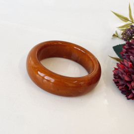 Amber Bangle Bracelet, Vintage Stiff Bracelet, Handmade in Poland