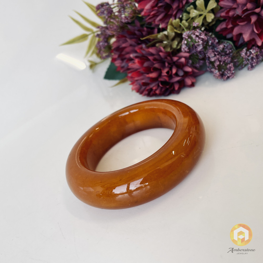 Brown Amber Bracelet, Natural Amber Bangle from Poland