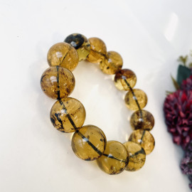 Natural Amber Stone with inclusions, Handmade...