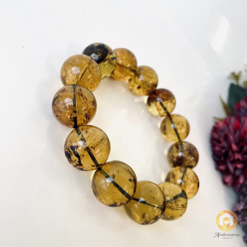 Natural Amber Stone with inclusions, Handmade Jewelry from Poland