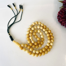Yellow Baltic Amber Misbaha – 66 Round Amber Beads 10 mm Islamic Prayer Rosary