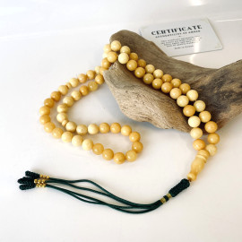 Yellow Baltic Amber Misbaha – 66 Round Amber Beads 10 mm Islamic Prayer Rosary