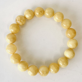 Yellow Baltic Amber Bracelet – Natural Organic Amber Beads 12 mm Handmade in Poland