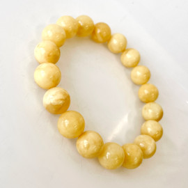 Yellow Baltic Amber Bracelet – Natural Organic Amber Beads 12 mm Handmade in Poland