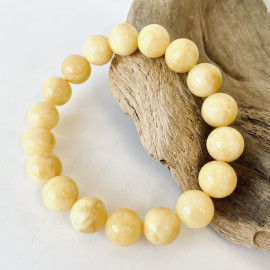 Yellow Baltic Amber Bracelet – Natural Organic Amber Beads 12 mm Handmade in Poland