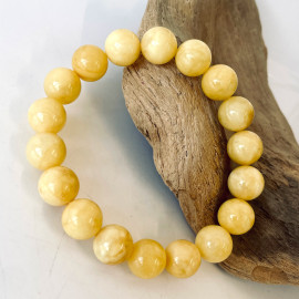 Yellow Baltic Amber Bracelet – Natural Organic Amber Beads 12 mm Handmade in Poland