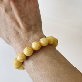 Yellow Baltic Amber Bracelet – Natural Organic Amber Beads 12 mm Handmade in Poland