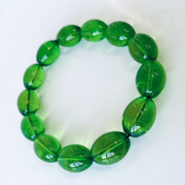 Green Amber Beaded Bracelet, Natural Amber Bracelet