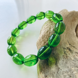 Green Amber Beaded Bracelet, Natural Amber Bracelet