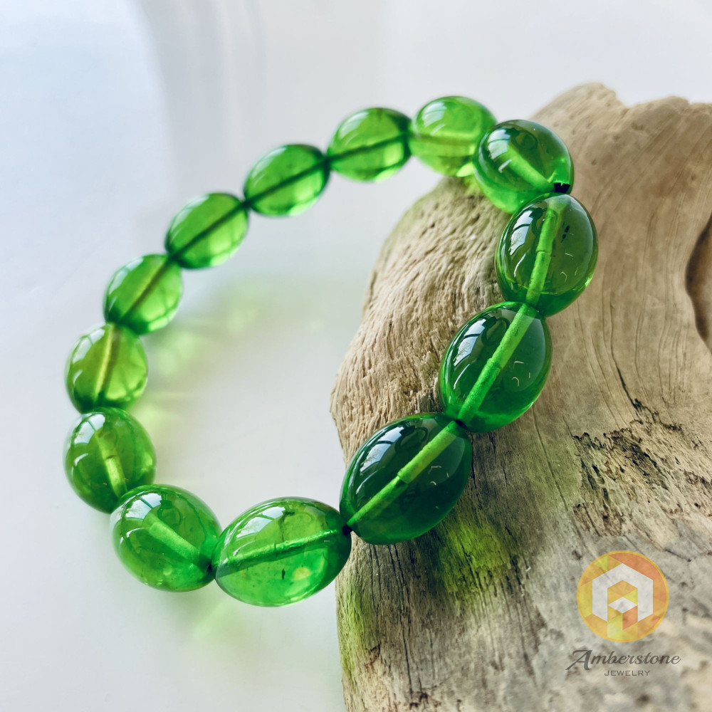 Simple Green Baltic Amber Bracelets