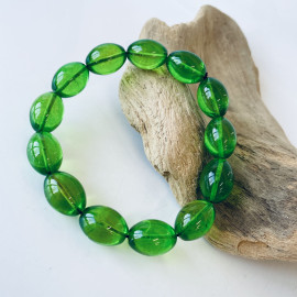 Green Amber Beaded Bracelet, Natural Amber Bracelet