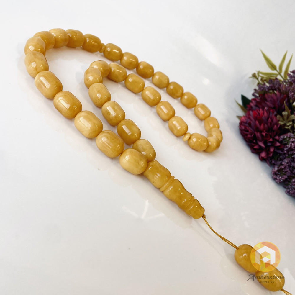 Amber Prayer Beads, Yellow Authentic Amber Rosary