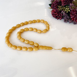 Amber Prayer Beads, Yellow Authentic Amber Rosary