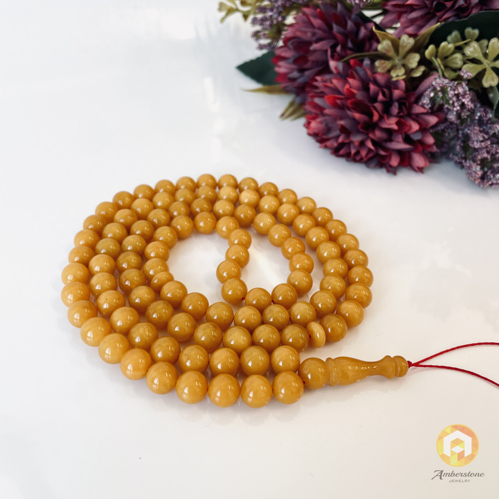 Amber Prayer Beads, Yellow Authentic Amber Rosary