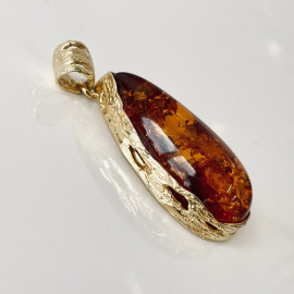 Premium Quality Genuine Baltic Amber Donut Pendant in Yellow Tiger