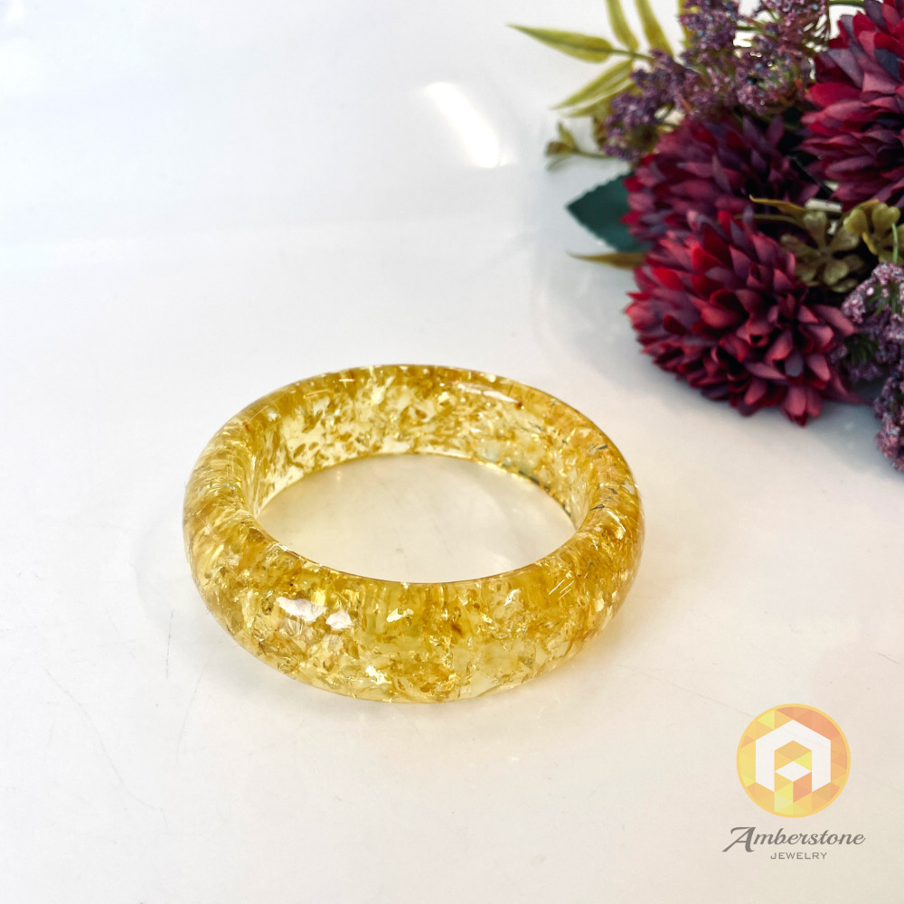 Yellow Natural Baltic Amber, Amberstone Bangle Bracelet Poland