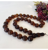 Handcarved Baltic Amber Misbaha, Tea Color Amber