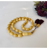 Milky Yellow Baltic Amber Misbaha Prayer, 33 Olive Shape Beads