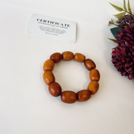 Natural Baltic Amber Vintage Bracelet, Genuine Baltic Amber Barrel Beaded Bracelet