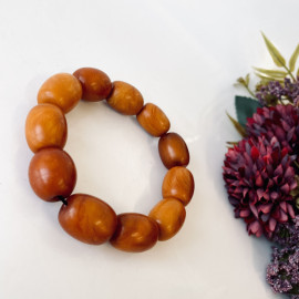 Natural Baltic Amber Vintage Bracelet, Genuine Baltic Amber Barrel Beaded Bracelet