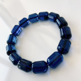 Blue Amber Barrel Beads, Bracelet in Blue Color