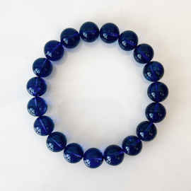 Blue Amber Round Beads, Bracelet in Blue Color
