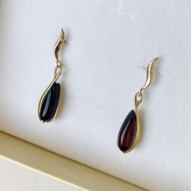 Cherry Baltic Amber Stud Earrings, Natural Amber 925 Silver Gold-Plated Studs