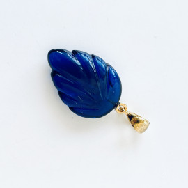 Blue Amber Pendant, Natural Amber Gold-Plated 925 Silver Necklace