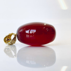 Premium Quality Genuine Baltic Amber Donut Pendant in Yellow Tiger