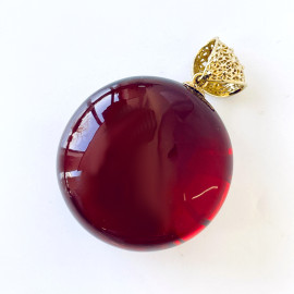 Premium Quality Genuine Baltic Amber Donut Pendant in Yellow Tiger