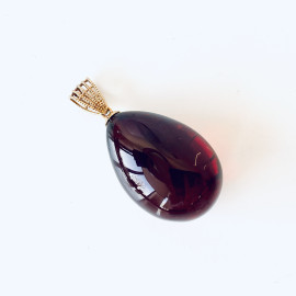 Red Cherry Baltic Amber Pendant, Natural Amber...