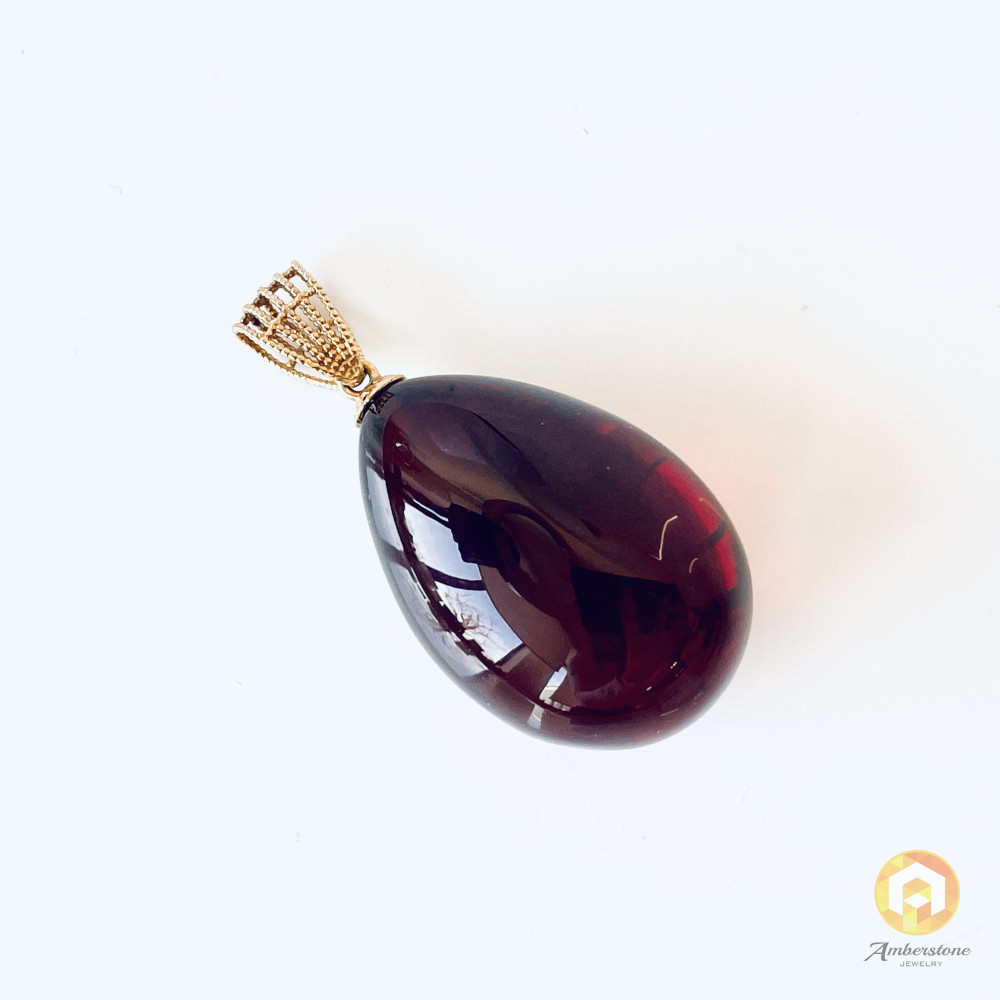 Red Cherry Baltic Amber Pendant, Natural Amber Jewelry